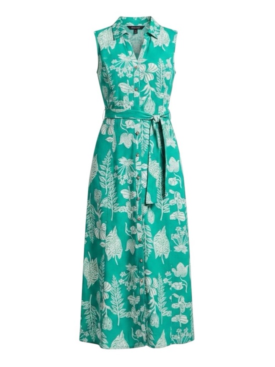 Talbots Dresses & Skirts - Talbots Green and White Hawaiian Floral Slinky Knit Maxi Dress NWT Size Large